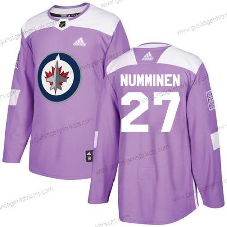 Adidas Herren Winnipeg Jets #27 Teppo Numminen Authentisch Bekämpft Krebs Strickerei NHL Trikots – Lila