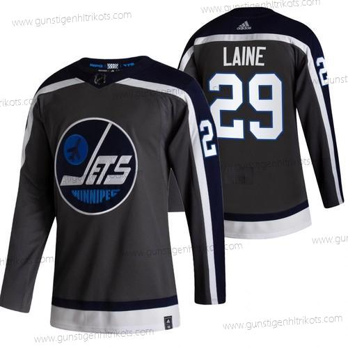 Adidas Herren Winnipeg Jets #29 Patrik Laine 2020-21 Rückseite Retro ersatzweise NHL Trikots – Schwarz