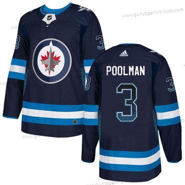 Adidas Herren Winnipeg Jets #3 Tucker Poolman Trikots – Marineblau