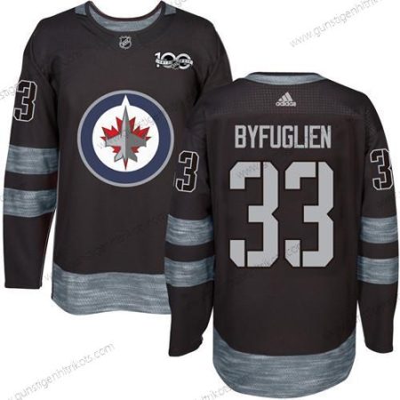 Adidas Herren Winnipeg Jets #33 Dustin Byfuglien 100th Jahrestag Strickerei NHL 2017 Hockey Trikots – Schwarz