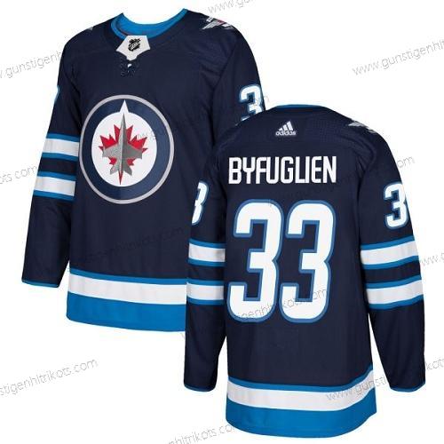 Adidas Herren Winnipeg Jets #33 Dustin Byfuglien Heimtrikots Authentisch Strickerei NHL Trikots – Marineblau Blau