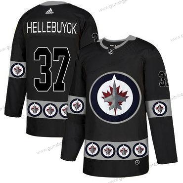 Adidas Herren Winnipeg Jets #37 Connor Hellebuyck Team Logos Trikots – Schwarz