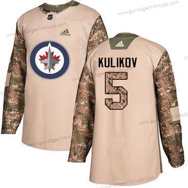 Adidas Herren Winnipeg Jets #5 Dmitry Kulikov Authentisch 2017 Veterans Day Strickerei NHL Trikots – Tarnfarbe