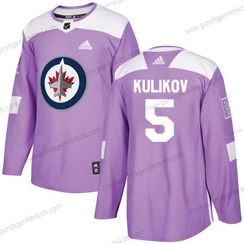 Adidas Herren Winnipeg Jets #5 Dmitry Kulikov Authentisch Bekämpft Krebs Strickerei NHL Trikots – Lila