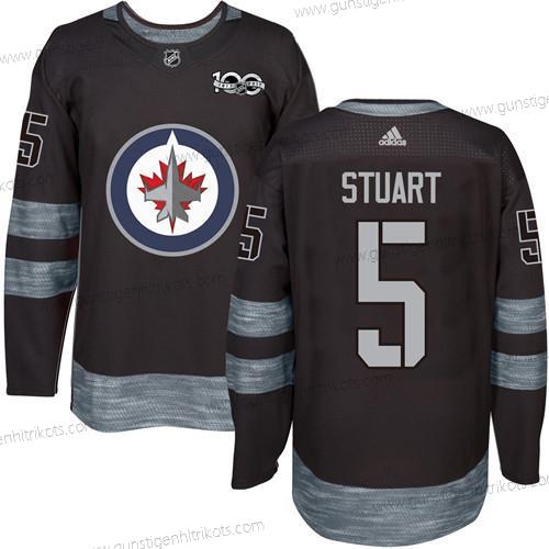 Adidas Herren Winnipeg Jets #5 Mark Stuart 100th Jahrestag Strickerei NHL 2017 Hockey Trikots – Schwarz