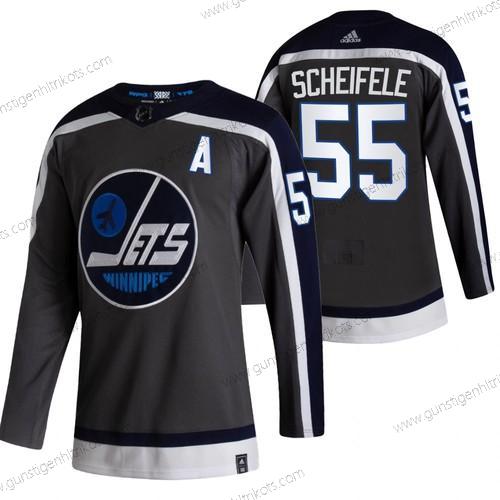 Adidas Herren Winnipeg Jets #55 Mark Scheifele 2020-21 Rückseite Retro ersatzweise NHL Trikots – Schwarz