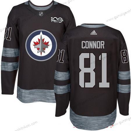 Adidas Herren Winnipeg Jets #81 Kyle Connor 100th Jahrestag Strickerei NHL 2017 Hockey Trikots – Schwarz