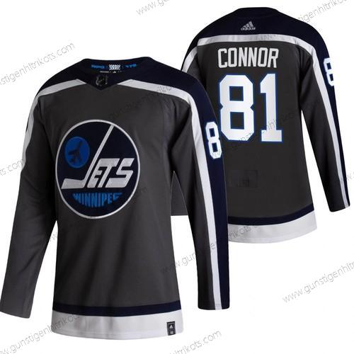 Adidas Herren Winnipeg Jets #81 Kyle Connor 2020-21 Rückseite Retro ersatzweise NHL Trikots – Schwarz