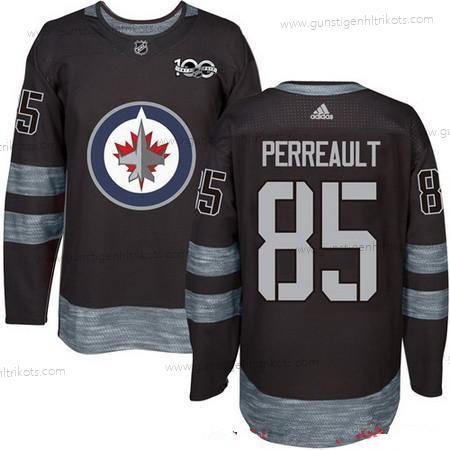 Adidas Herren Winnipeg Jets #85 Mathieu Perreault 100th Jahrestag Strickerei NHL 2017 Hockey Trikots – Schwarz