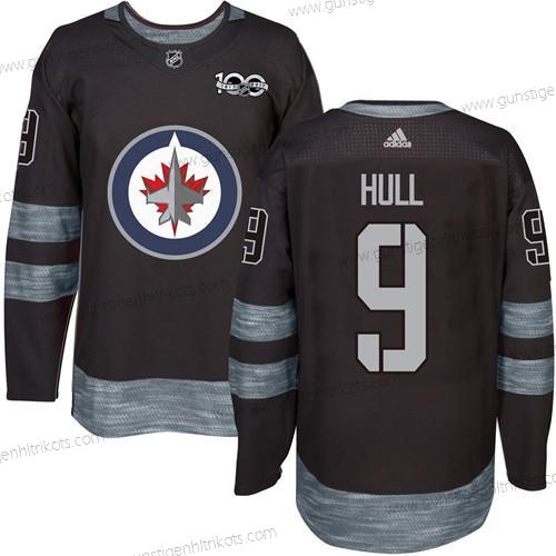 Adidas Herren Winnipeg Jets #9 Bobby Hull 100th Jahrestag Strickerei NHL 2017 Hockey Trikots – Schwarz