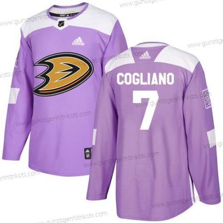 Adidas Jugend Anaheim Ducks #7 Andrew Cogliano Authentisch Bekämpft Krebs Strickerei NHL Trikots – Lila