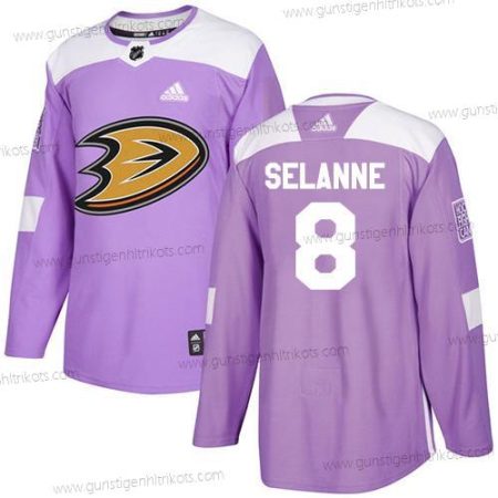 Adidas Jugend Anaheim Ducks #8 Teemu Selanne Authentisch Bekämpft Krebs Strickerei NHL Trikots – Lila