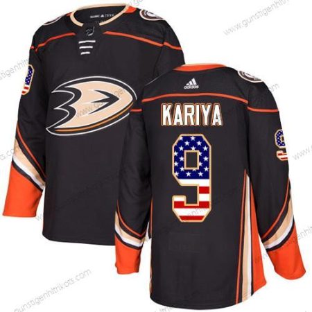 Adidas Jugend Anaheim Ducks #9 Paul Kariya Heimtrikots Authentisch USA Flag Strickerei NHL Trikots – Schwarz