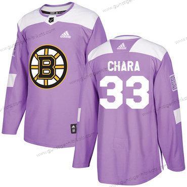 Adidas Jugend Boston Bruins #33 Zdeno Chara Authentisch Bekämpft Krebs Strickerei NHL Trikots – Lila