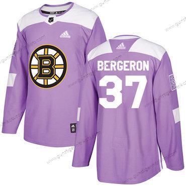 Adidas Jugend Boston Bruins #37 Patrice Bergeron Authentisch Bekämpft Krebs Strickerei NHL Trikots – Lila