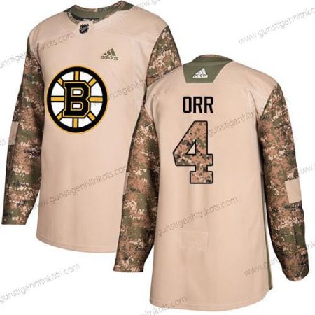 Adidas Jugend Boston Bruins #4 Bobby Orr Authentisch 2017 Veterans Day Strickerei NHL Trikots – Tarnfarbe