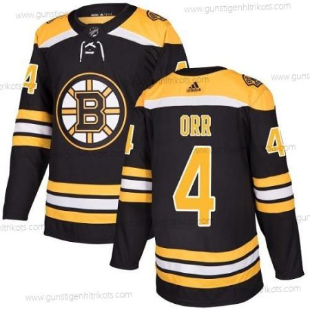 Adidas Jugend Boston Bruins #4 Bobby Orr Heimtrikots Authentisch Strickerei NHL Trikots – Schwarz