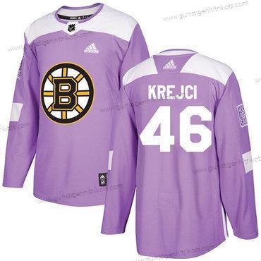 Adidas Jugend Boston Bruins #46 David Krejci Authentisch Bekämpft Krebs Strickerei NHL Trikots – Lila