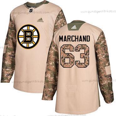 Adidas Jugend Boston Bruins #63 Brad Marchand Authentisch 2017 Veterans Day Strickerei NHL Trikots – Tarnfarbe