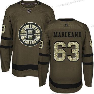 Adidas Jugend Boston Bruins #63 Brad Marchand Salute to Service Strickerei NHL Trikots – Grün