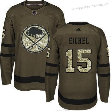 Adidas Jugend Buffalo Sabres #15 Jack Eichel Salute to Service Strickerei NHL Trikots – Grün