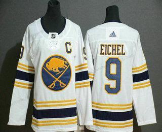 Adidas Jugend Buffalo Sabres #9 Jack Eichel With C Patch And 50Th Jahrestag Strickerei NHL Trikots – Weiß Gold