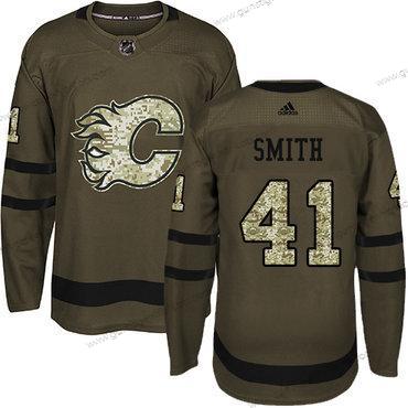 Adidas Jugend Calgary Flames #41 Mike Smith Salute to Service Strickerei NHL Trikots – Grün