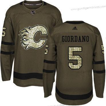 Adidas Jugend Calgary Flames #5 Mark Giordano Salute to Service Strickerei NHL Trikots – Grün