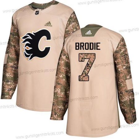 Adidas Jugend Calgary Flames #7 Tj Brodie Authentisch 2017 Veterans Day Strickerei NHL Trikots – Tarnfarbe