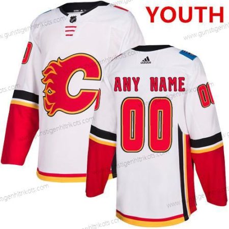 Adidas Jugend Calgary Flames Personalisiertes Auswärtstrikots Authentisch NHL Trikots – Weiß