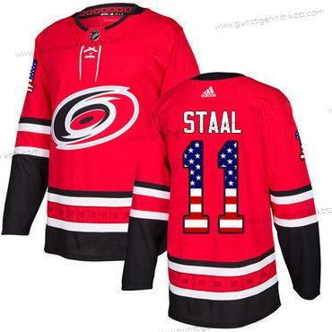 Adidas Jugend Carolina Hurricanes #11 Jordan Staal Heimtrikots Authentisch USA Flag Strickerei NHL Trikots – Rot