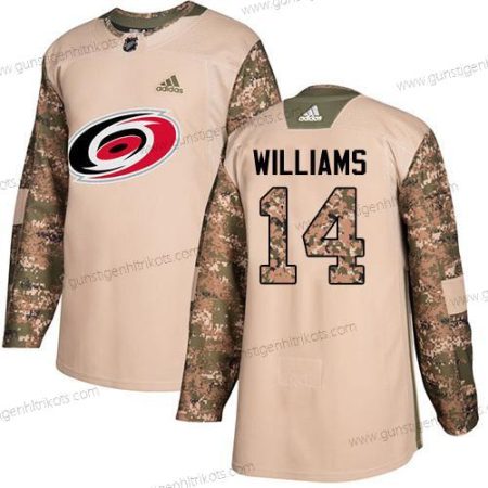 Adidas Jugend Carolina Hurricanes #14 Justin Williams Authentisch 2017 Veterans Day Strickerei NHL Trikots – Tarnfarbe