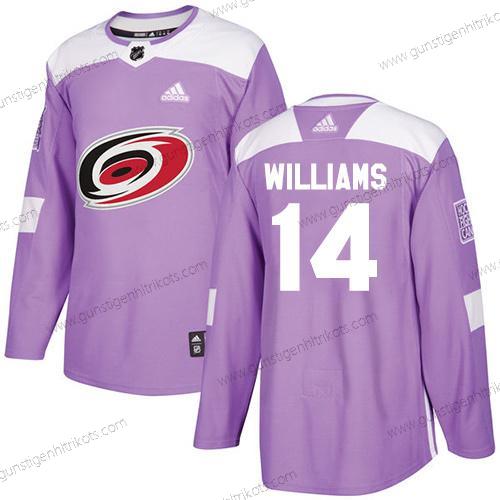 Adidas Jugend Carolina Hurricanes #14 Justin Williams Authentisch Bekämpft Krebs Strickerei NHL Trikots – Lila