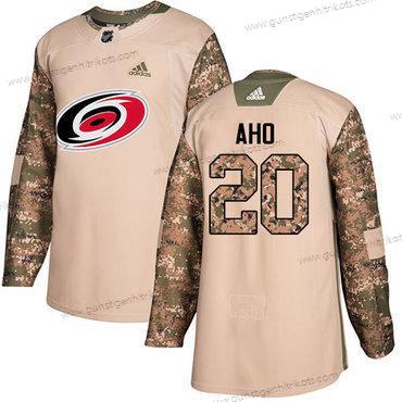 Adidas Jugend Carolina Hurricanes #20 Sebastian Aho Authentisch 2017 Veterans Day Strickerei NHL Trikots – Tarnfarbe