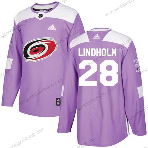 Adidas Jugend Carolina Hurricanes #28 Elias Lindholm Authentisch Bekämpft Krebs Strickerei NHL Trikots – Lila