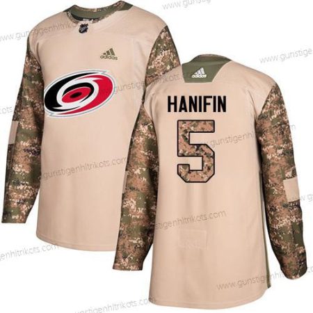 Adidas Jugend Carolina Hurricanes #5 Noah Hanifin Authentisch 2017 Veterans Day Strickerei NHL Trikots – Tarnfarbe