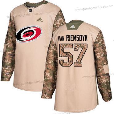 Adidas Jugend Carolina Hurricanes #57 Trevor Van Riemsdyk Authentisch 2017 Veterans Day Strickerei NHL Trikots – Tarnfarbe