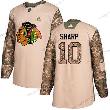 Adidas Jugend Chicago Blackhawks #10 Patrick Sharp Authentisch 2017 Veterans Day Strickerei NHL Trikots – Tarnfarbe