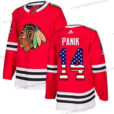 Adidas Jugend Chicago Blackhawks #14 Richard Panik Heimtrikots Authentisch USA Flag Strickerei NHL Trikots – Rot