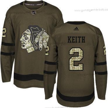 Adidas Jugend Chicago Blackhawks #2 Duncan Keith Salute to Service Strickerei NHL Trikots – Grün