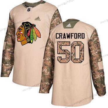 Adidas Jugend Chicago Blackhawks #50 Corey Crawford Authentisch 2017 Veterans Day Strickerei NHL Trikots – Tarnfarbe