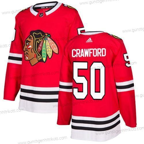 Adidas Jugend Chicago Blackhawks #50 Corey Crawford Heimtrikots Authentisch Strickerei NHL Trikots – Rot