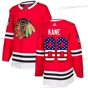 Adidas Jugend Chicago Blackhawks #88 Patrick Kane Heimtrikots Authentisch USA Flag Strickerei NHL Trikots – Rot