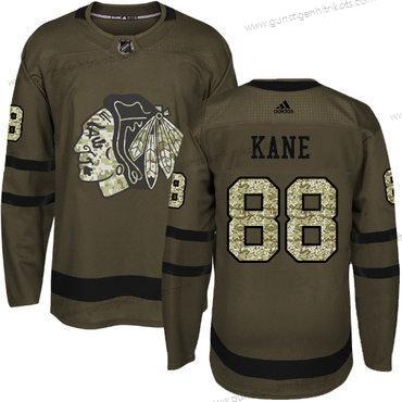 Adidas Jugend Chicago Blackhawks #88 Patrick Kane Salute to Service Strickerei NHL Trikots – Grün