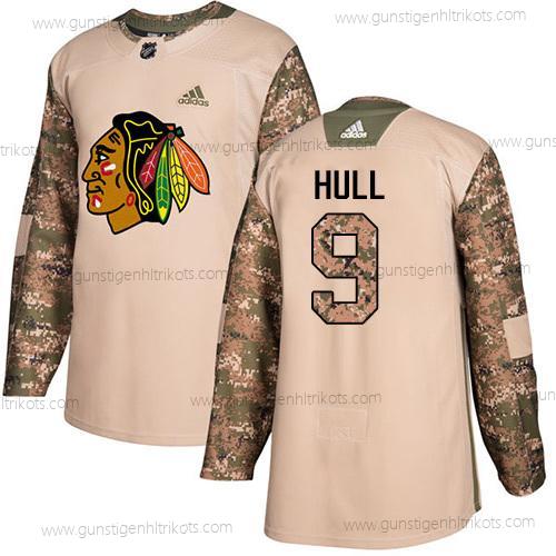 Adidas Jugend Chicago Blackhawks #9 Bobby Hull Authentisch 2017 Veterans Day Strickerei NHL Trikots – Tarnfarbe