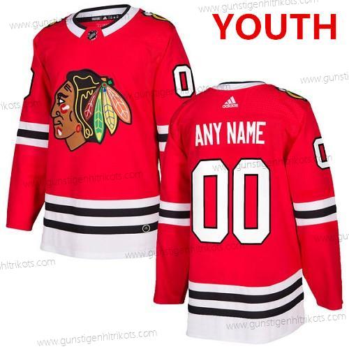 Adidas Jugend Chicago Blackhawks Personalisiertes Authentisch Heimtrikots NHL Trikots – Rot