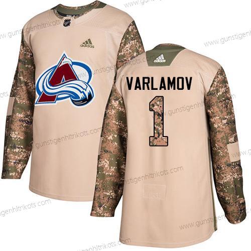 Adidas Jugend Colorado Avalanche #1 Semyon Varlamov Authentisch 2017 Veterans Day Strickerei NHL Trikots – Tarnfarbe