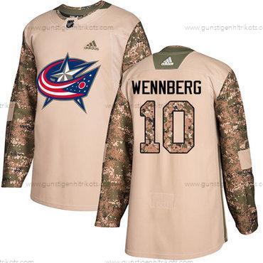 Adidas Jugend Columbus Blue Jackets #10 Alexander Wennberg Authentisch 2017 Veterans Day Strickerei NHL Trikots – Tarnfarbe