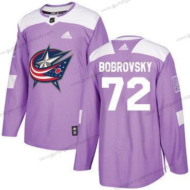 Adidas Jugend Columbus Blue Jackets #72 Sergei Bobrovsky Authentisch Bekämpft Krebs Strickerei NHL Trikots – Lila