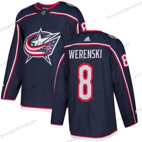 Adidas Jugend Columbus Blue Jackets #8 Zach Werenski Heimtrikots Authentisch Strickerei NHL Trikots – Marineblau Blau